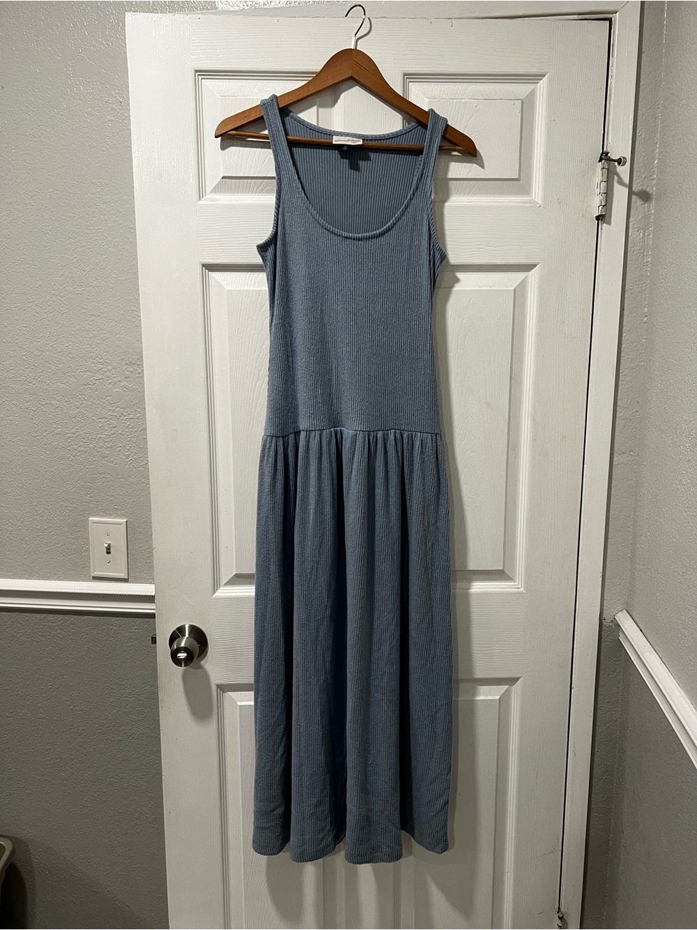 Universal Thread Sleeveless Ribbed Maxi Dress in Dusty Blue